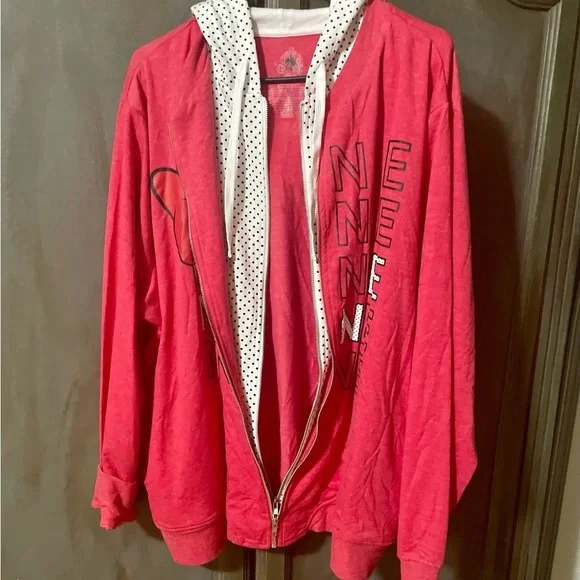 𝅺DISNEY SOLD Authentic Minnie Mouse red bow double zip polka dot Hoodie NWT - Picture 3 of 8